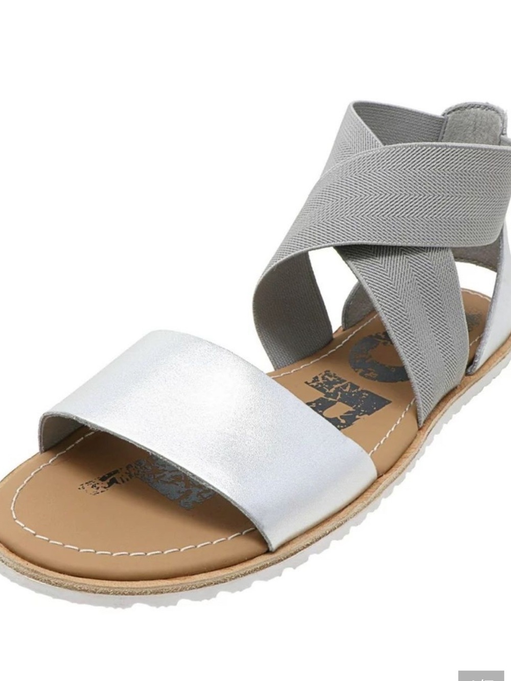 Sorel Ella Women’s Silver Leather Strappy Flat Sandals Size 8